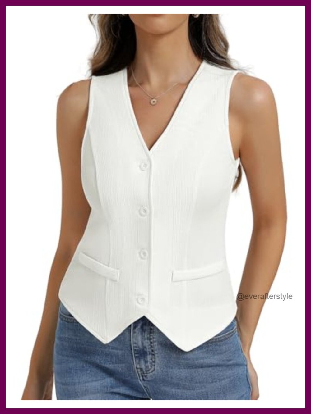 Sleeveless Button Down Vest Top Slim Fit Stretchy Waistcoat for Work